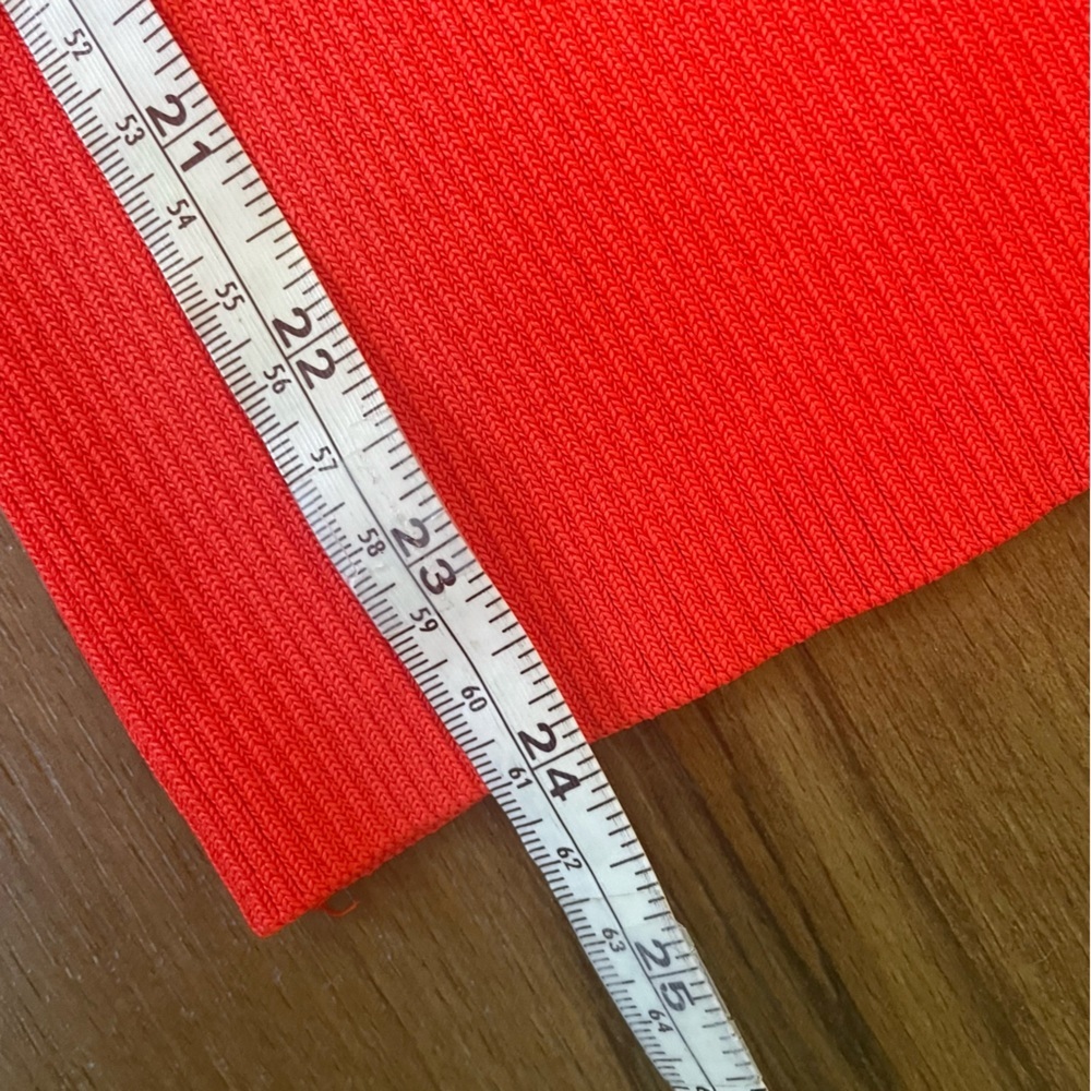 Scripted Red Orange Stretchy Cold Shoulder Knit T… - image 6